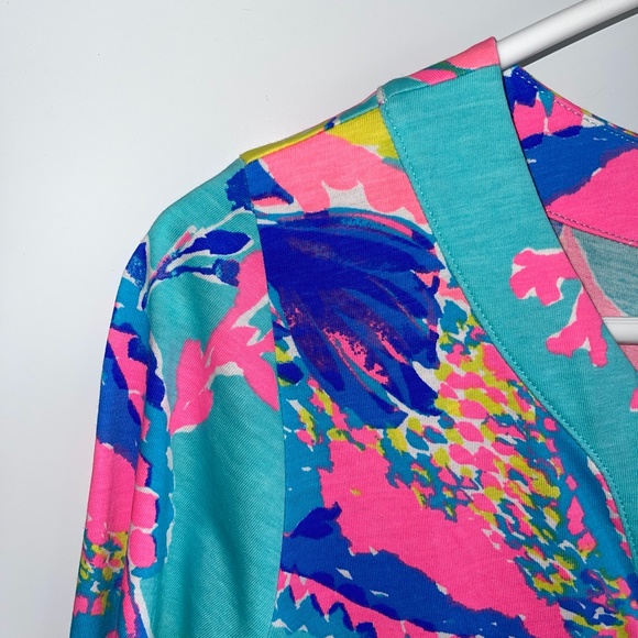 Lilly Pulitzer Riva Shorely Blue Sandstorm V-Neck Dress Size Small - Picture 3 of 7